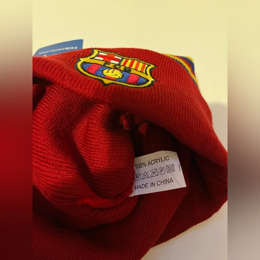 Barcelona Soccer beanie winter pom Pom hat Futbol FCB Barcelona Spain unisex